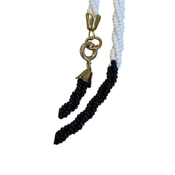 Black & White Beaded Multi-Strand Necklace With Gold-Tone Clasp - Picture 11 of 12